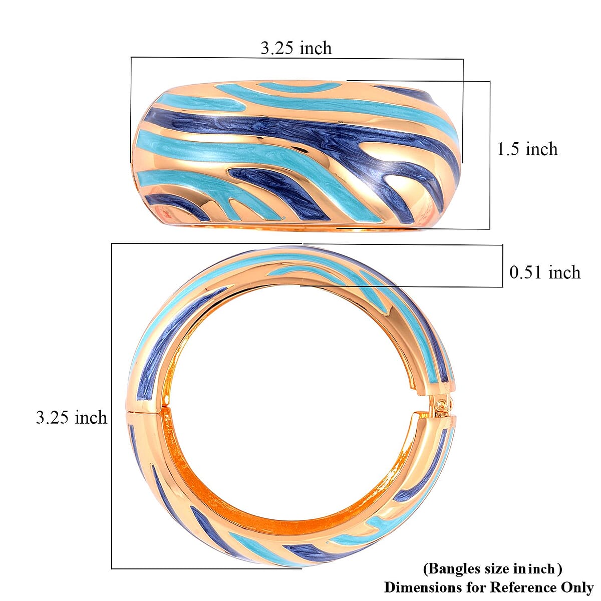 Light Blue and Blue Enameled Bangle Bracelet (7.00 In) in Goldtone image number 5