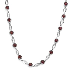 Mozambique Garnet Necklace 18 Inches in Stainless Steel 6.30 ctw