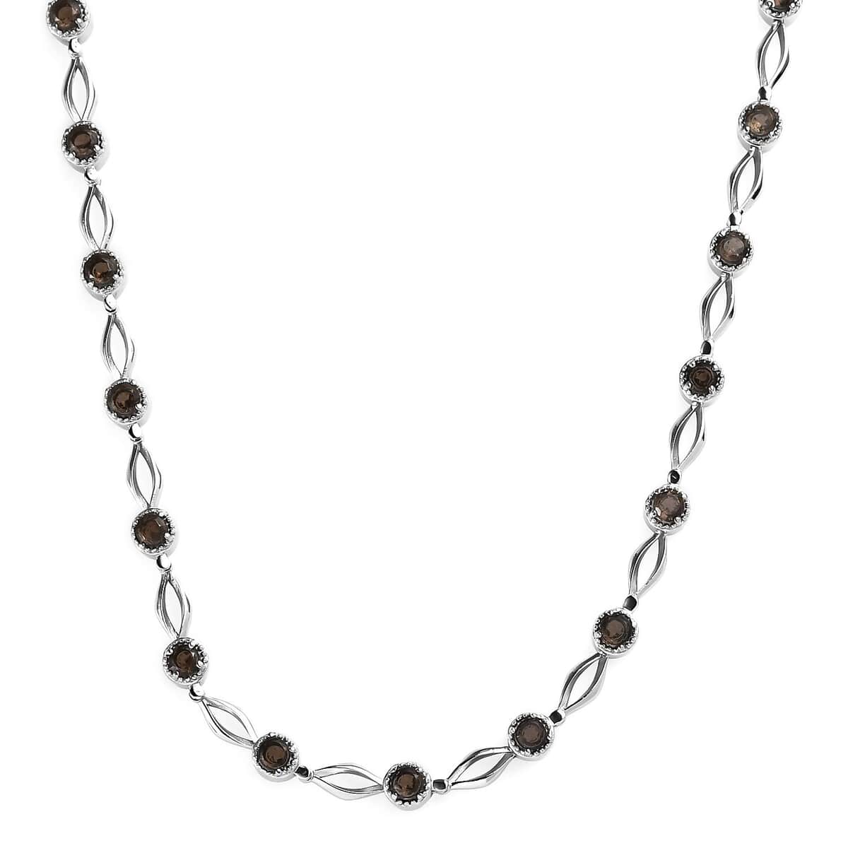 Brazilian Smoky Quartz Necklace 18 Inches in Stainless Steel 4.50 ctw image number 0
