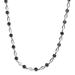 Brazilian Smoky Quartz Necklace 18 Inches in Stainless Steel 4.50 ctw