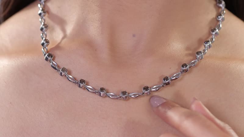 Brazilian Smoky Quartz Necklace 18 Inches in Stainless Steel 4.50 ctw
