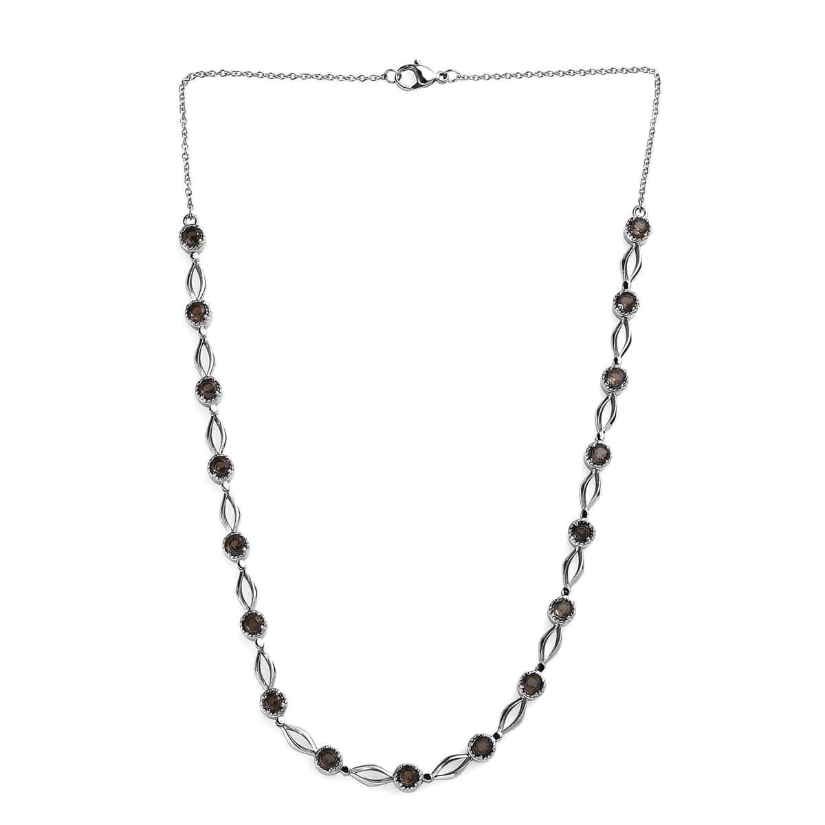 Brazilian Smoky Quartz Necklace 18 Inches in Stainless Steel 4.50 ctw image number 3