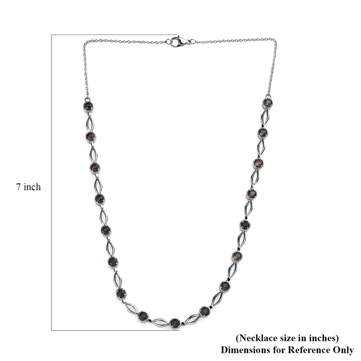 Brazilian Smoky Quartz Necklace 18 Inches in Stainless Steel 4.50 ctw image number 5