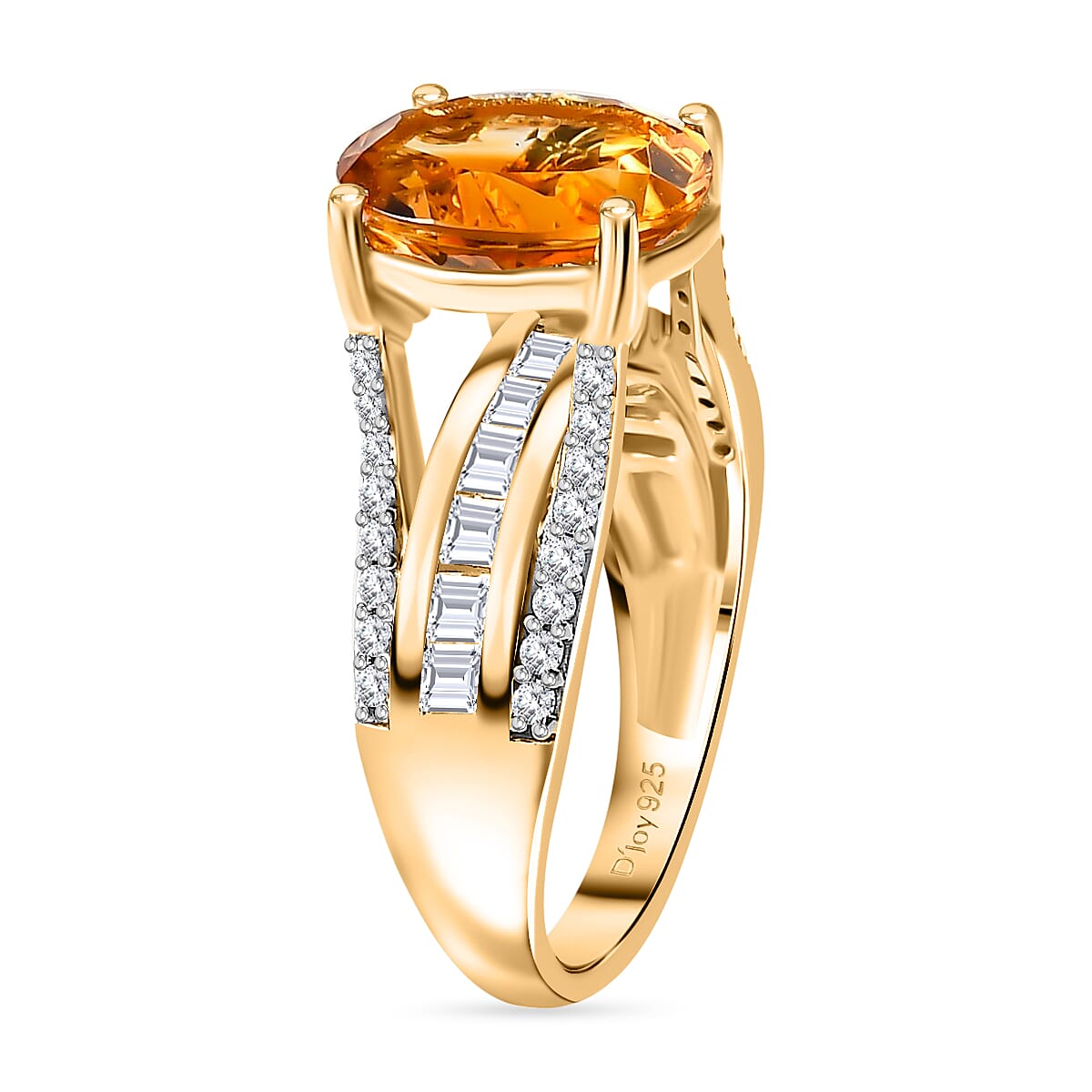 Serra Gaucha Citrine and White Zircon Ring in Vermeil Yellow Gold Over Sterling Silver (Size 6.0) 4.25 ctw image number 3