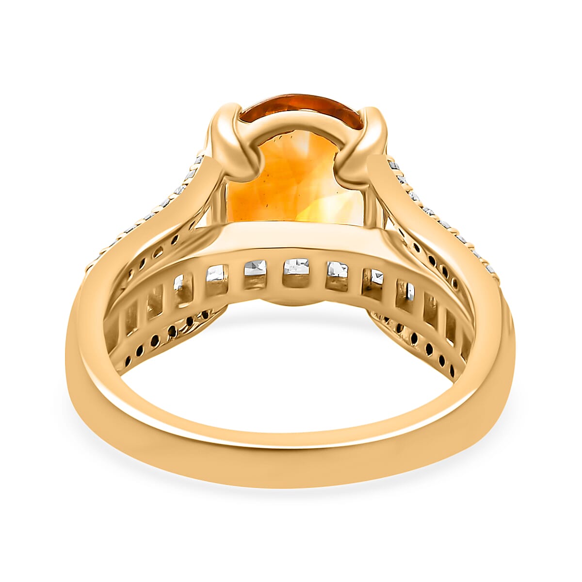 Serra Gaucha Citrine and White Zircon Ring in Vermeil Yellow Gold Over Sterling Silver (Size 6.0) 4.25 ctw image number 4