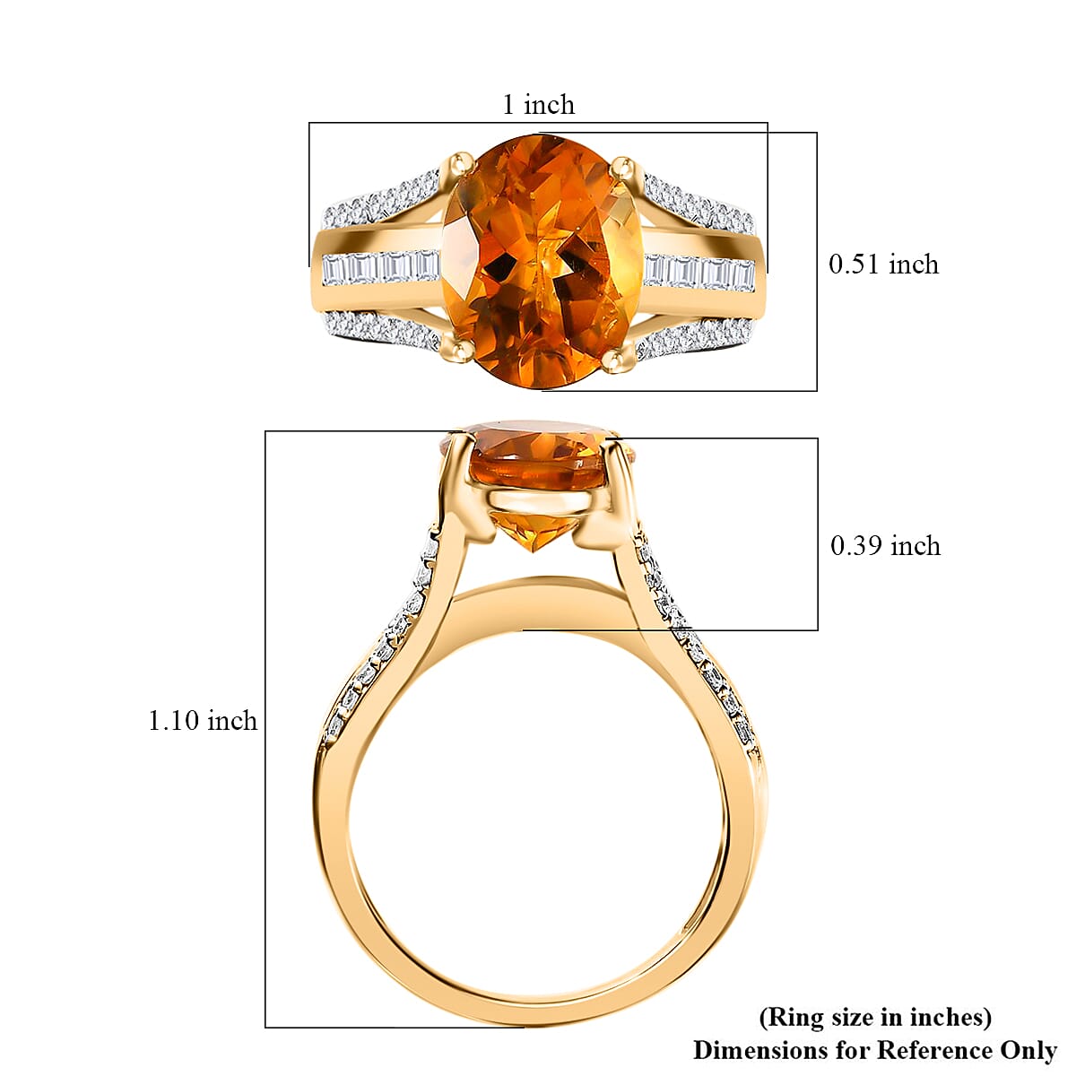 Serra Gaucha Citrine and White Zircon Ring in Vermeil Yellow Gold Over Sterling Silver (Size 6.0) 4.25 ctw image number 5