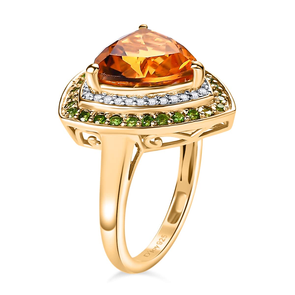 Premium Serra Gaucha Citrine and Multi Gemstone Double Halo Ring in Vermeil Yellow Gold Over Sterling Silver (Size 10.0) 5.10 ctw image number 3