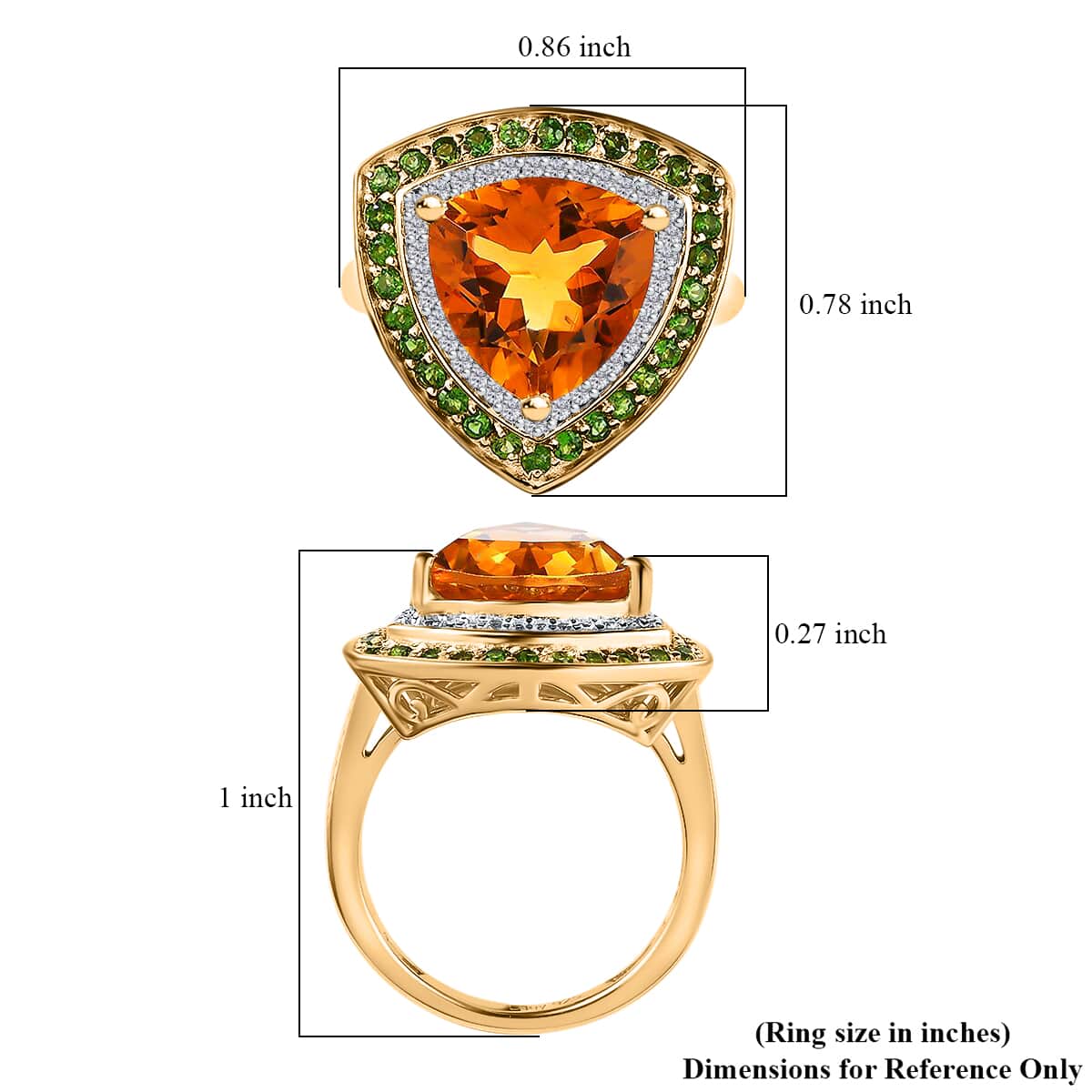 Premium Serra Gaucha Citrine and Multi Gemstone Double Halo Ring in Vermeil Yellow Gold Over Sterling Silver (Size 10.0) 5.10 ctw image number 5