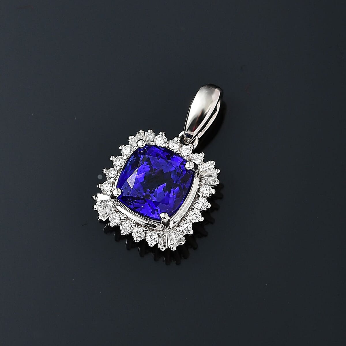 Rhapsody 950 Platinum AAAA Tanzanite, Diamond (E-F, VS) (0.35 cts) Pendant 4.00 ctw image number 1