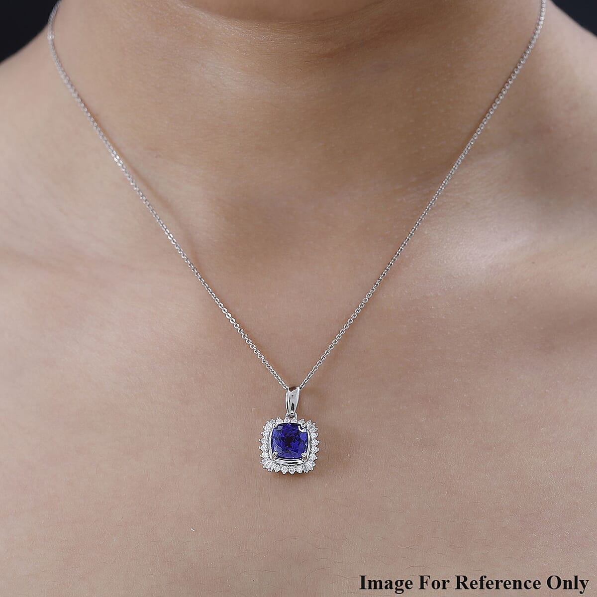 Rhapsody 950 Platinum AAAA Tanzanite, Diamond (E-F, VS) (0.35 cts) Pendant 4.00 ctw image number 2
