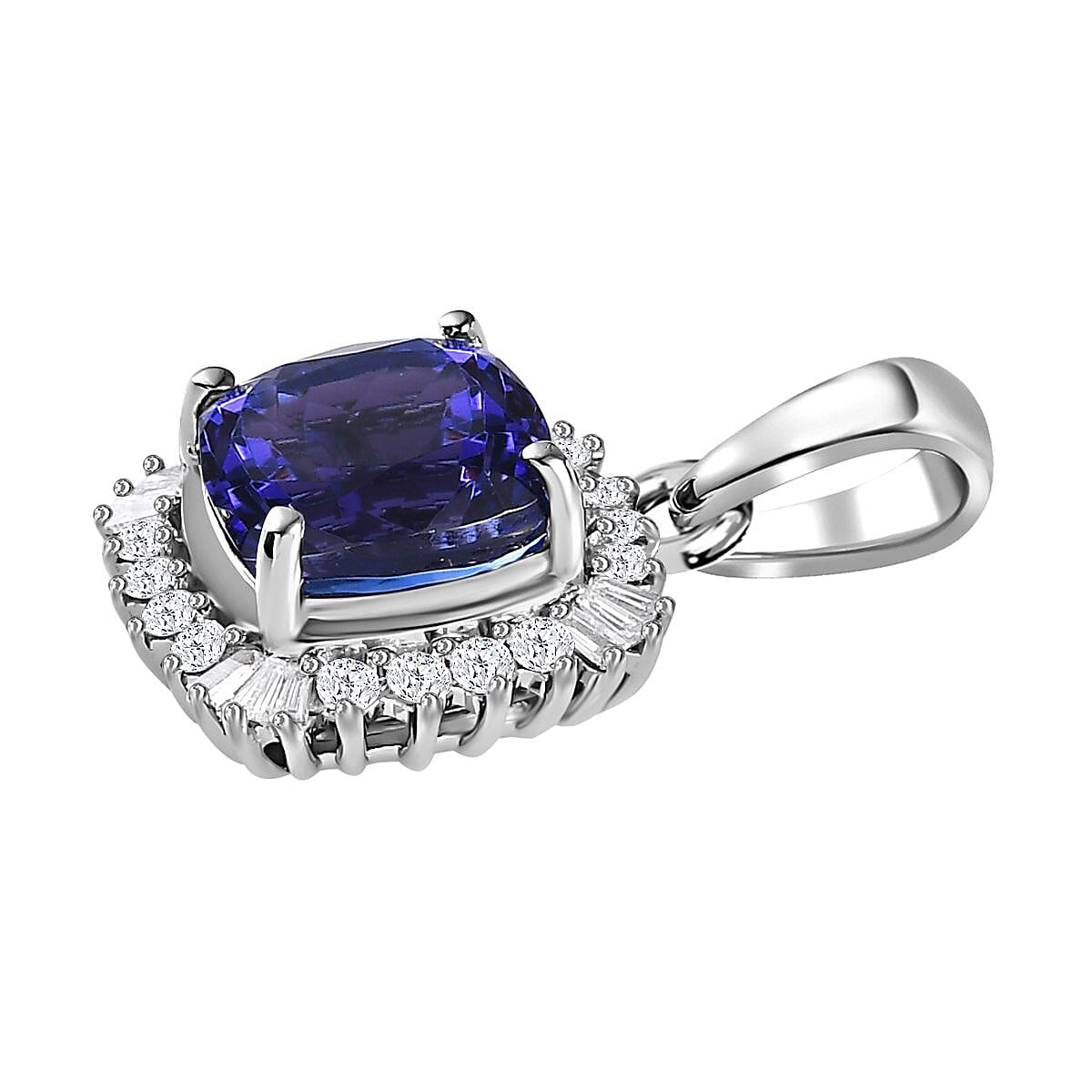 Rhapsody 950 Platinum AAAA Tanzanite, Diamond (E-F, VS) (0.35 cts) Pendant 4.00 ctw image number 3