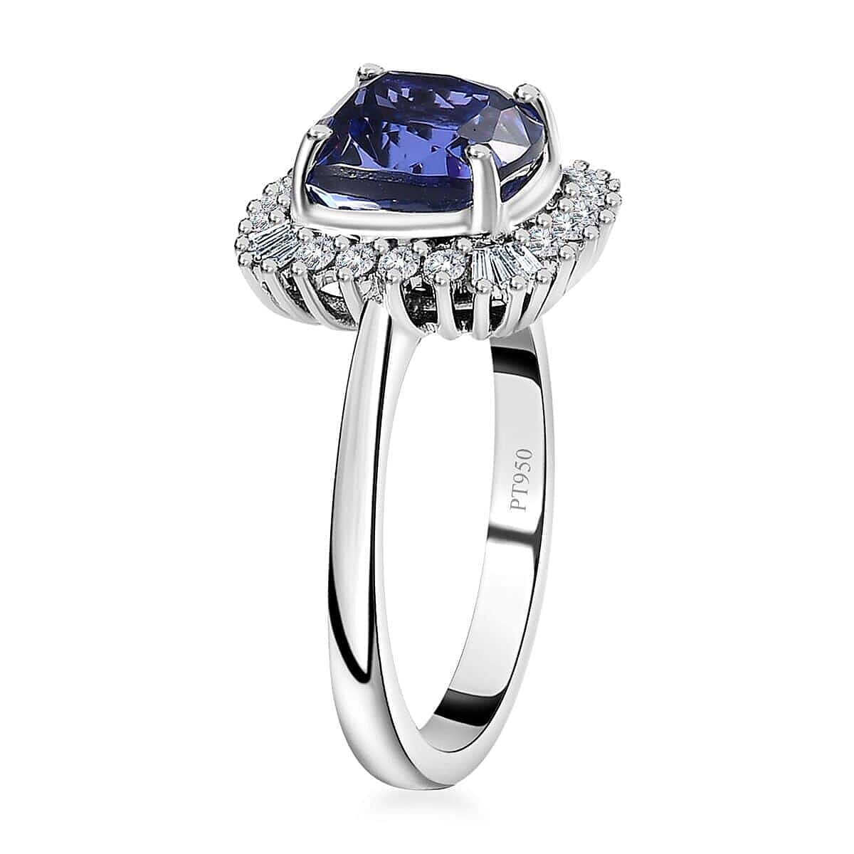 Rhapsody 950 Platinum AAAA Tanzanite, Diamond (E-F, VS2) (0.35 cts) Ring (Size 7.0) (6.35 g) 4.25 ctw image number 3