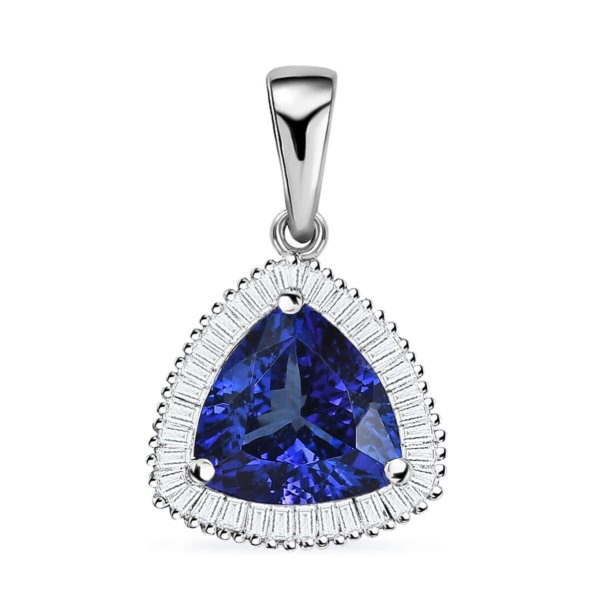 Rhapsody 950 Platinum AAAA Tanzanite and E-F VS2 Diamond Halo Pendant 4.10 ctw image number 0