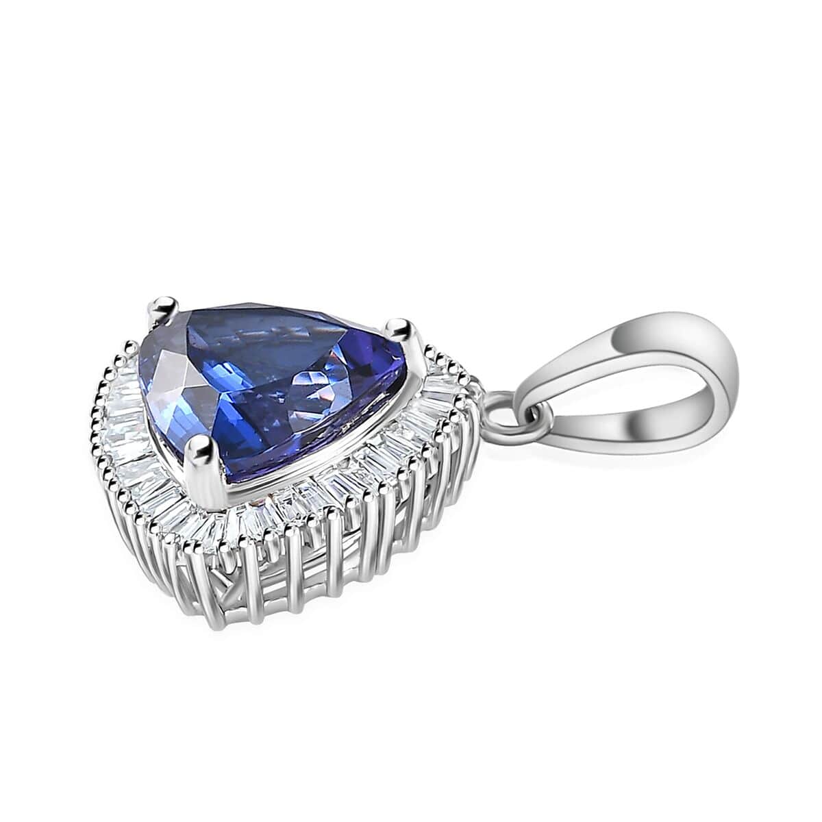 Rhapsody 950 Platinum AAAA Tanzanite and E-F VS2 Diamond Halo Pendant 4.10 ctw image number 3