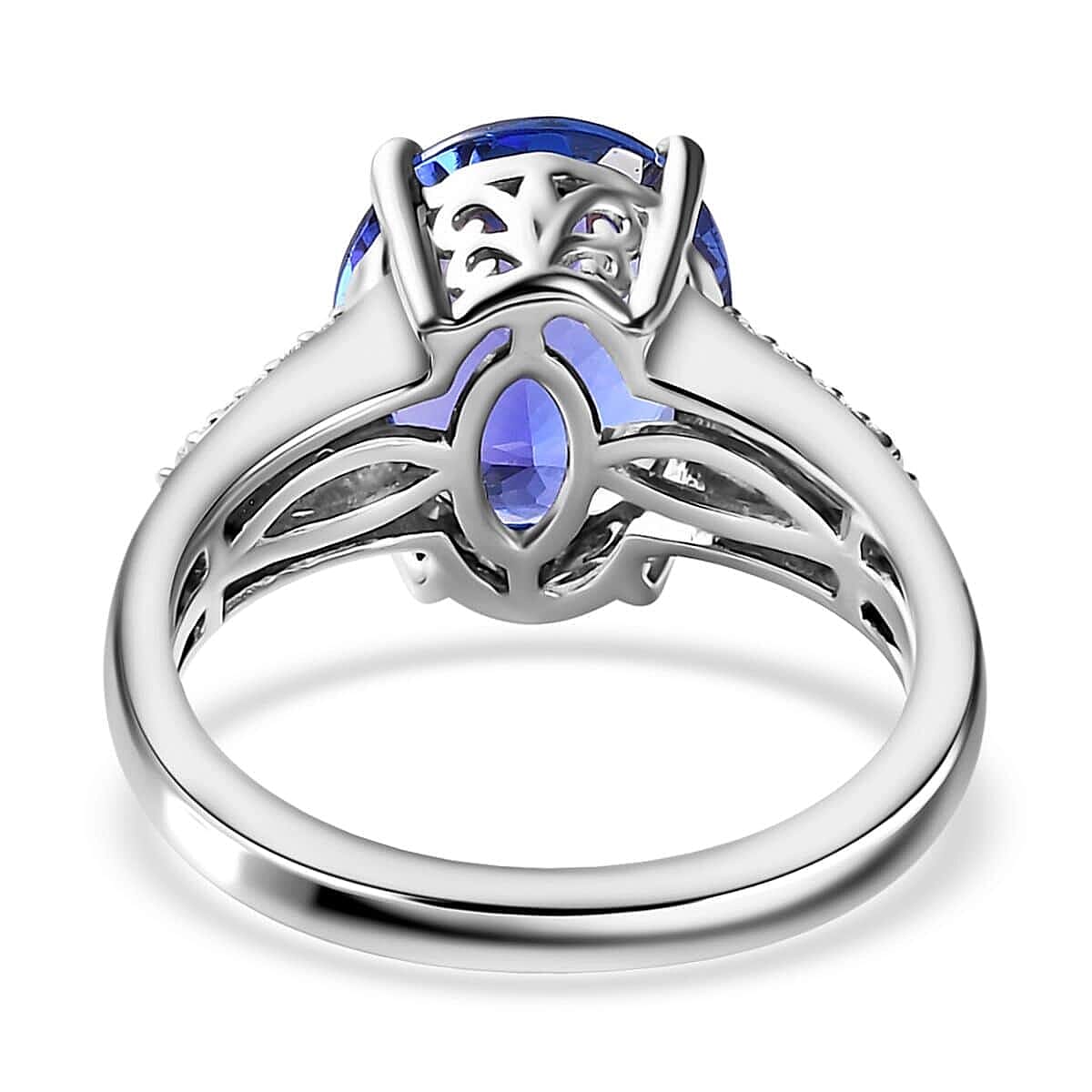 Rhapsody 950 Platinum AAAA Tanzanite and E-F VS2 Diamond Ring (Size 7.0) 7.35 Grams 5.00 ctw