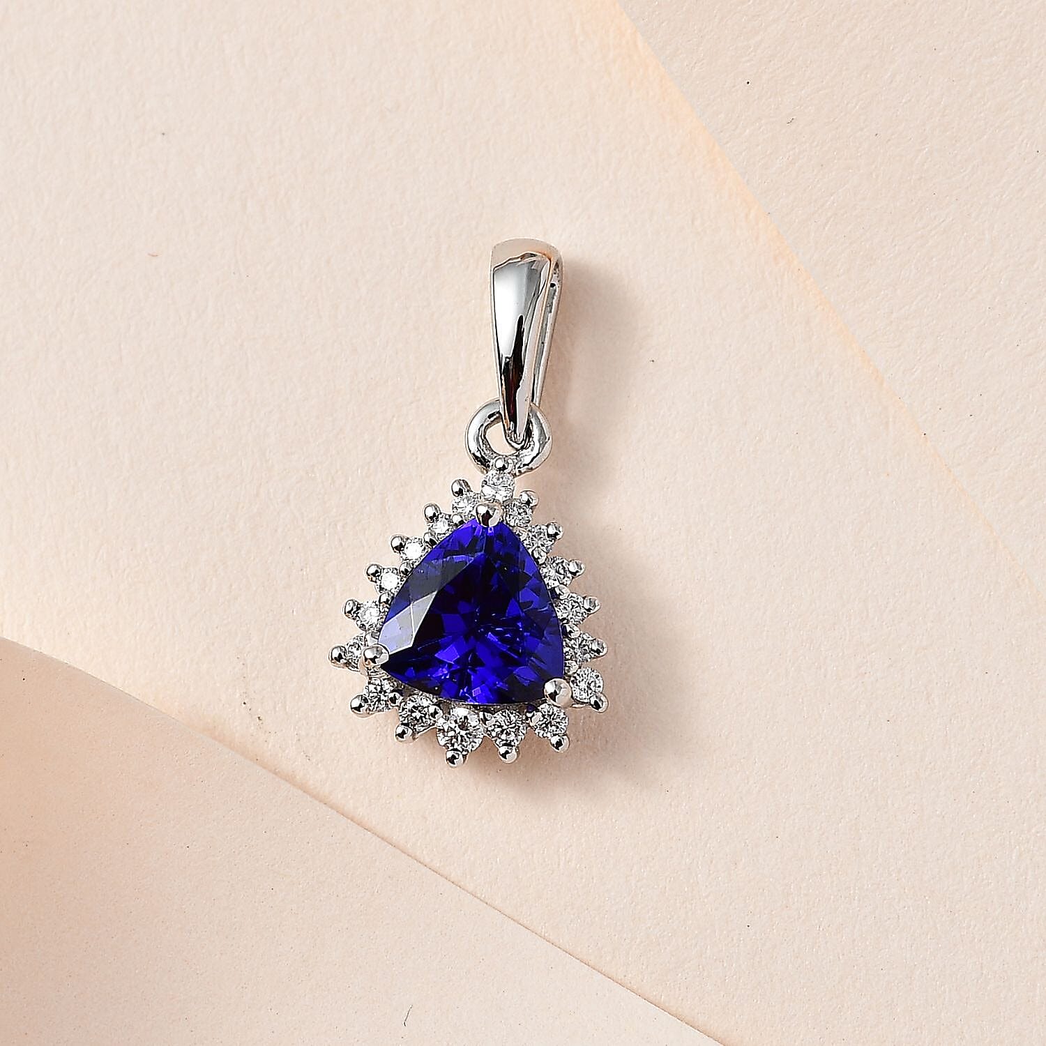 Rhapsody 950 Platinum AAAA Tanzanite and E-F VS2 Diamond Halo Pendant 3.60 ctw