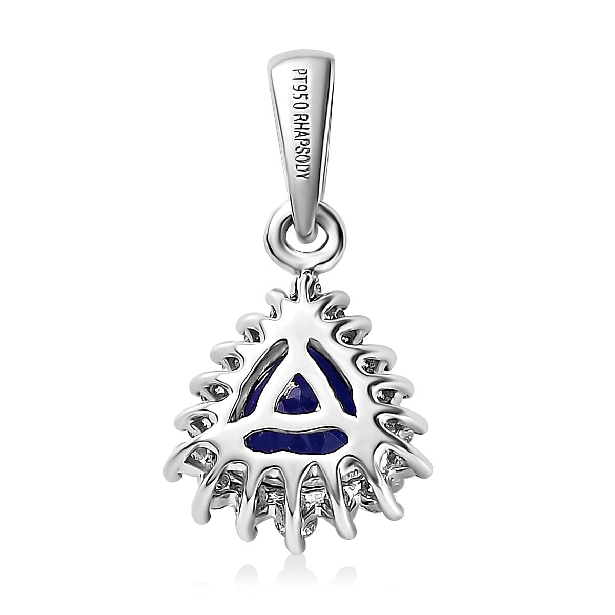 Rhapsody 950 Platinum AAAA Tanzanite and E-F VS2 Diamond Halo Pendant 3.60 ctw