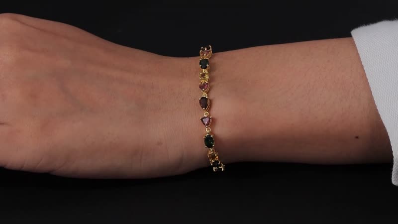 Multi-Tourmaline Bracelet in Vermeil YG Over Sterling Silver (6.50 In) 6.50 ctw