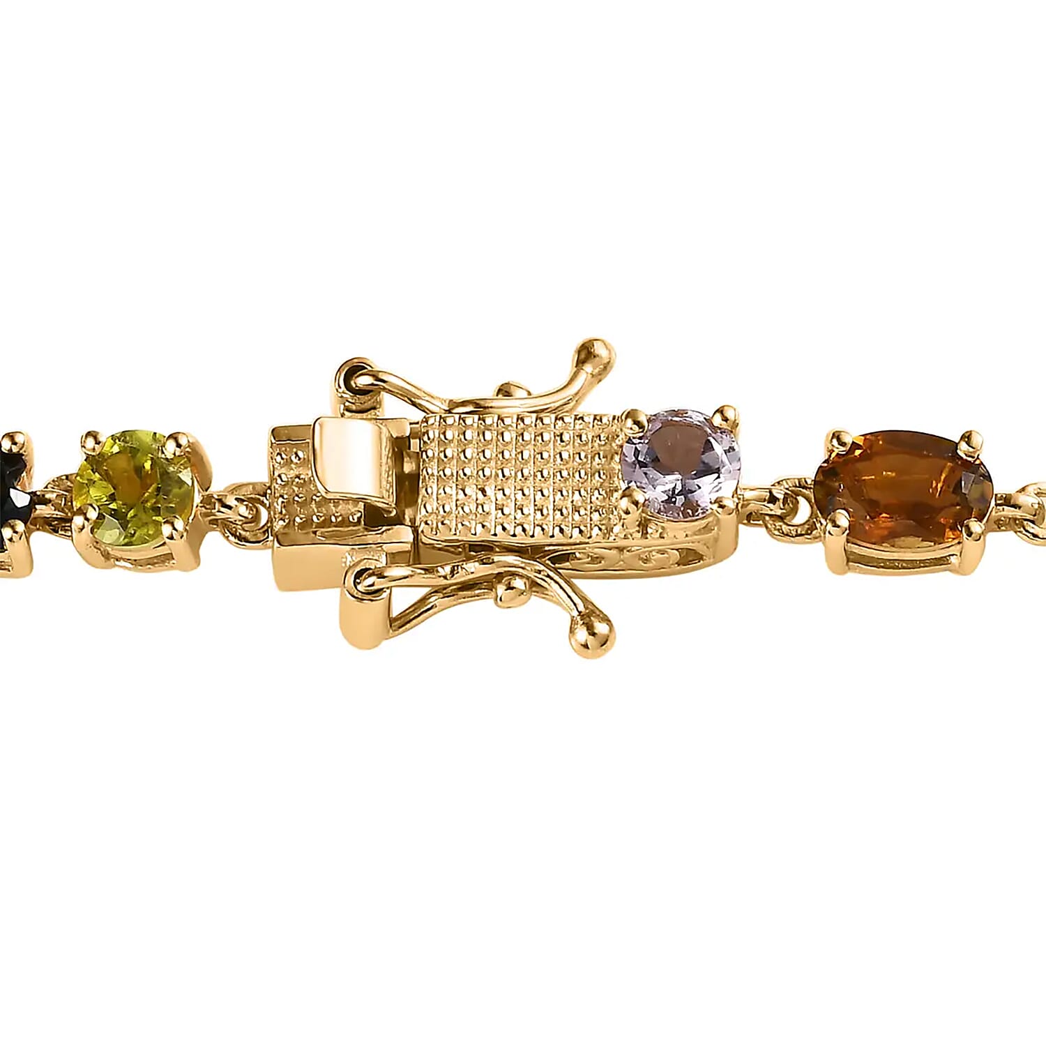 Multi-Tourmaline Link Bracelet in Vermeil Yellow Gold Over Sterling Silver (6.50 In) 6.50 ctw