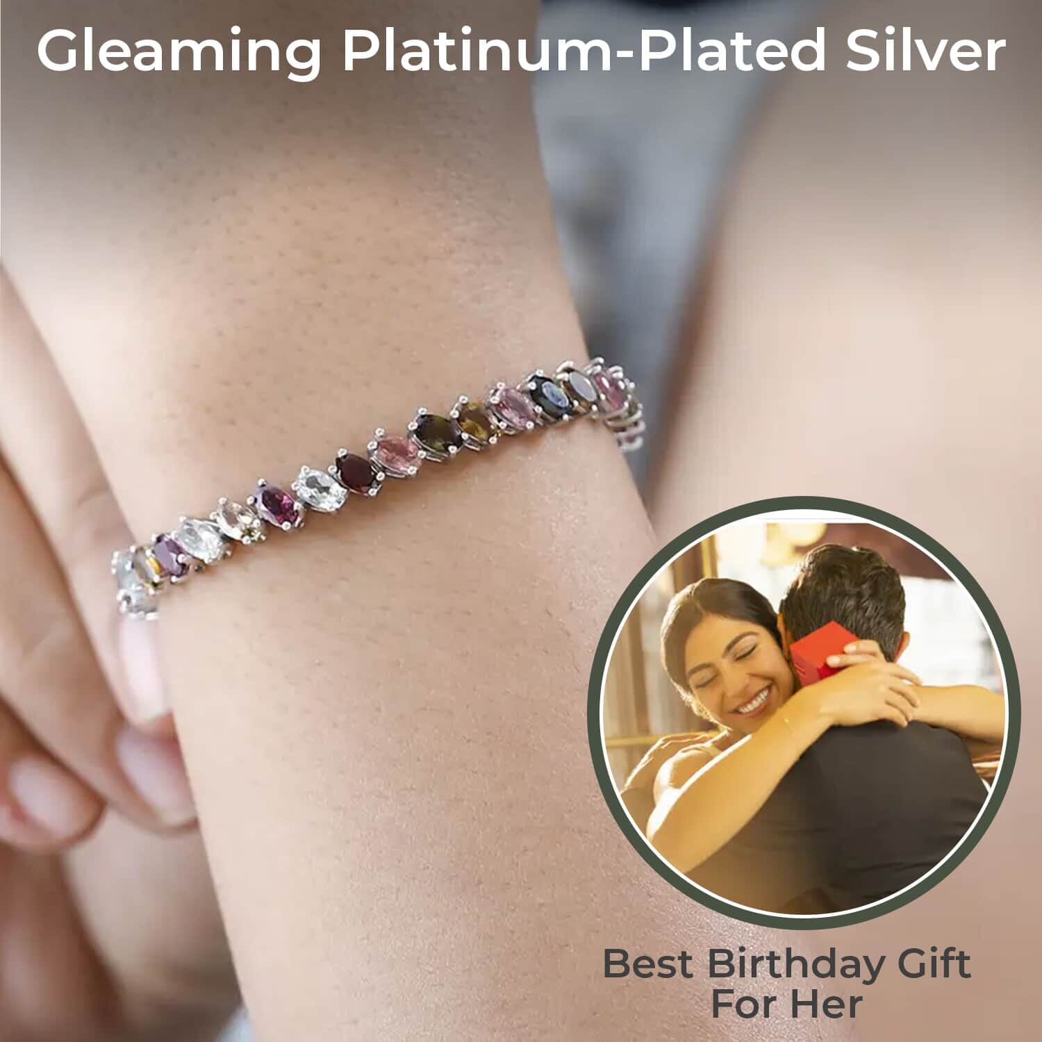 Buy Multi Tourmaline 10.40 ctw Tennis Bracelet Platinum Over Sterling Silver Bracelet Multi Tourmaline Jewelry Colorful Bracelet Gifts for Her 6.50 In at ShopLC