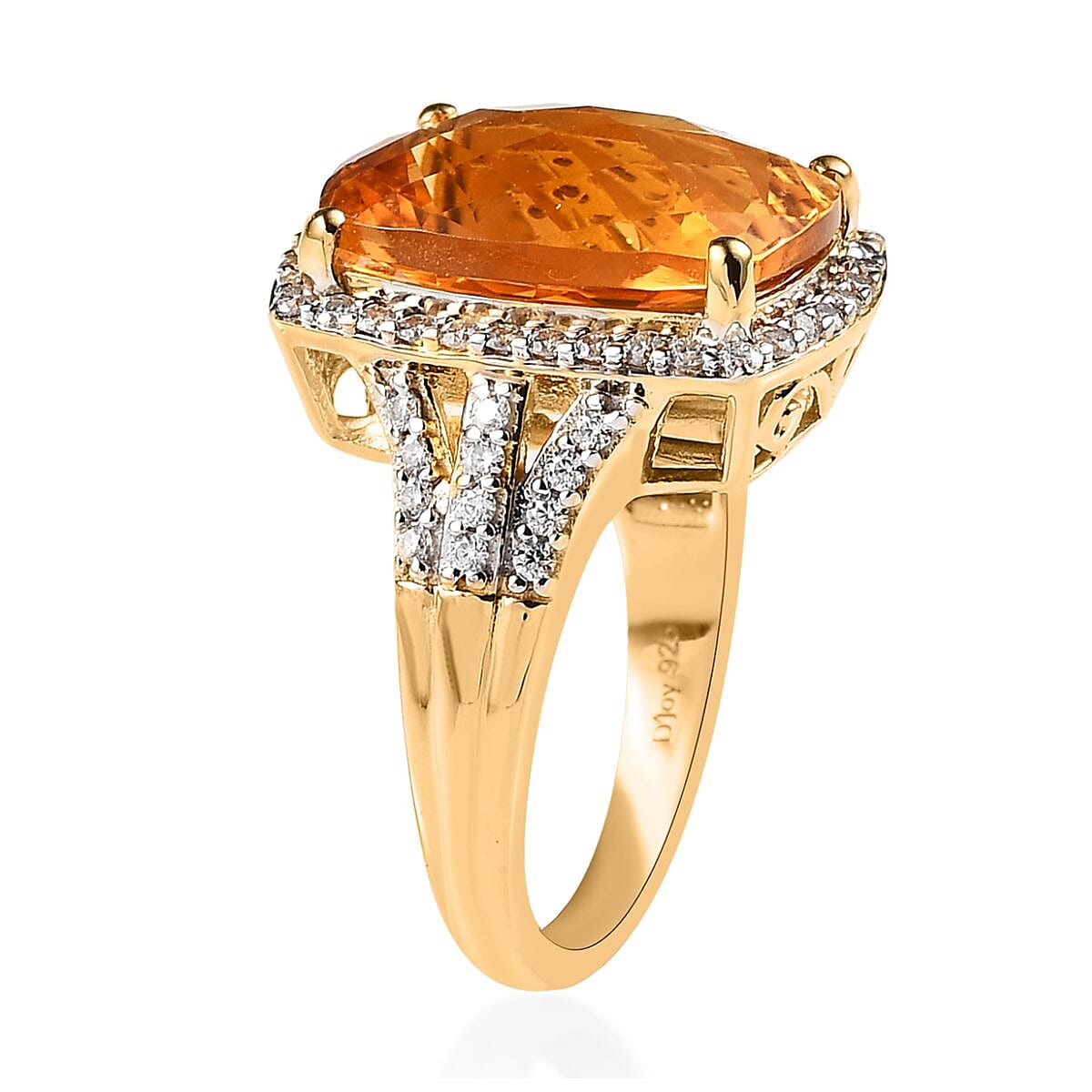 Serra Gaucha Citrine, Moissanite Ring in Vermeil YG Over Sterling Silver (Size 7.0) 10.50 ctw image number 3