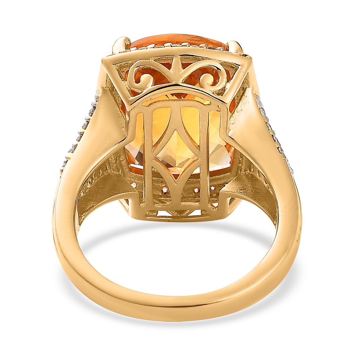 Serra Gaucha Citrine, Moissanite Ring in Vermeil YG Over Sterling Silver (Size 7.0) 10.50 ctw image number 4