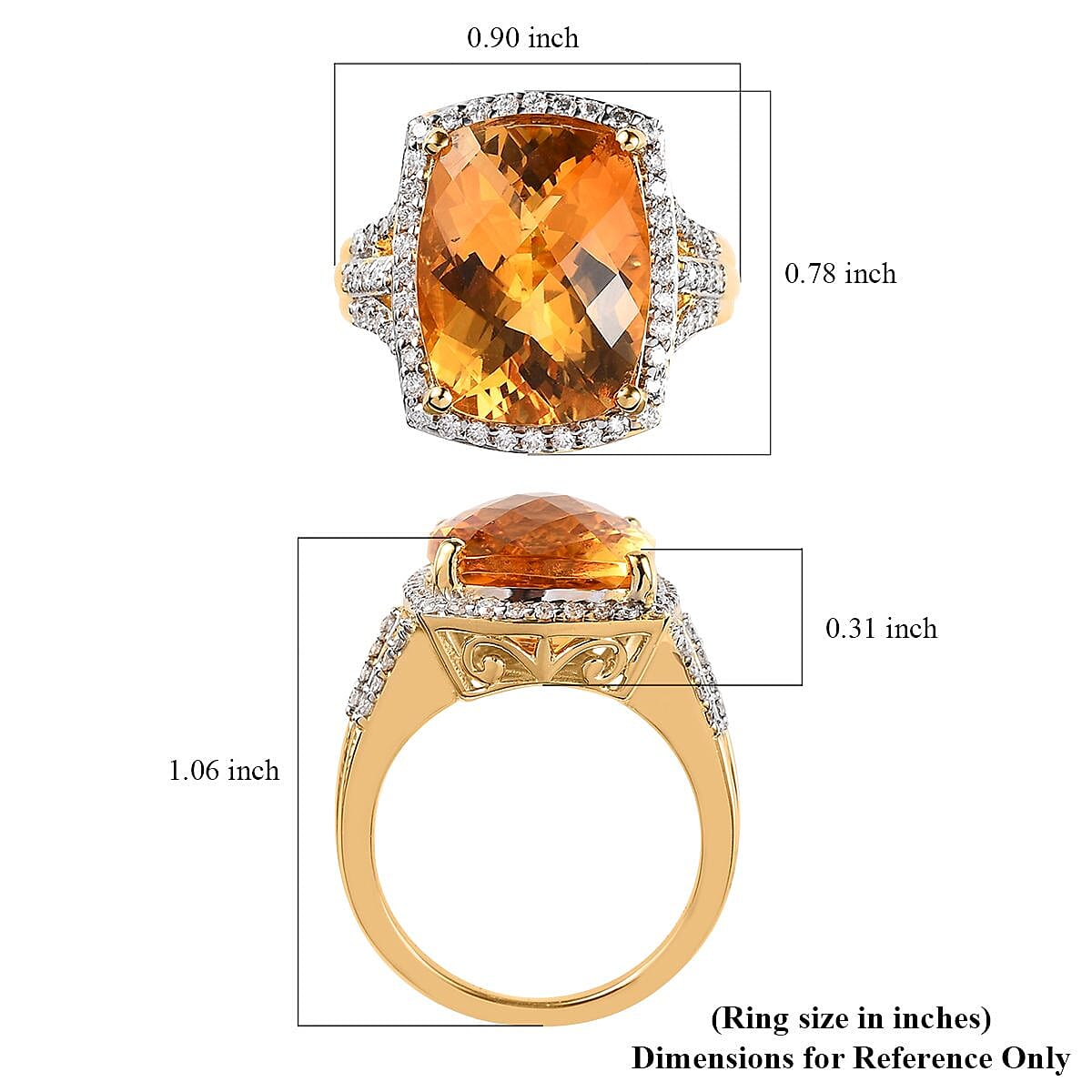 Serra Gaucha Citrine and Moissanite Ring in Vermeil Yellow Gold Over Sterling Silver (Size 8.0) 10.50 ctw image number 5