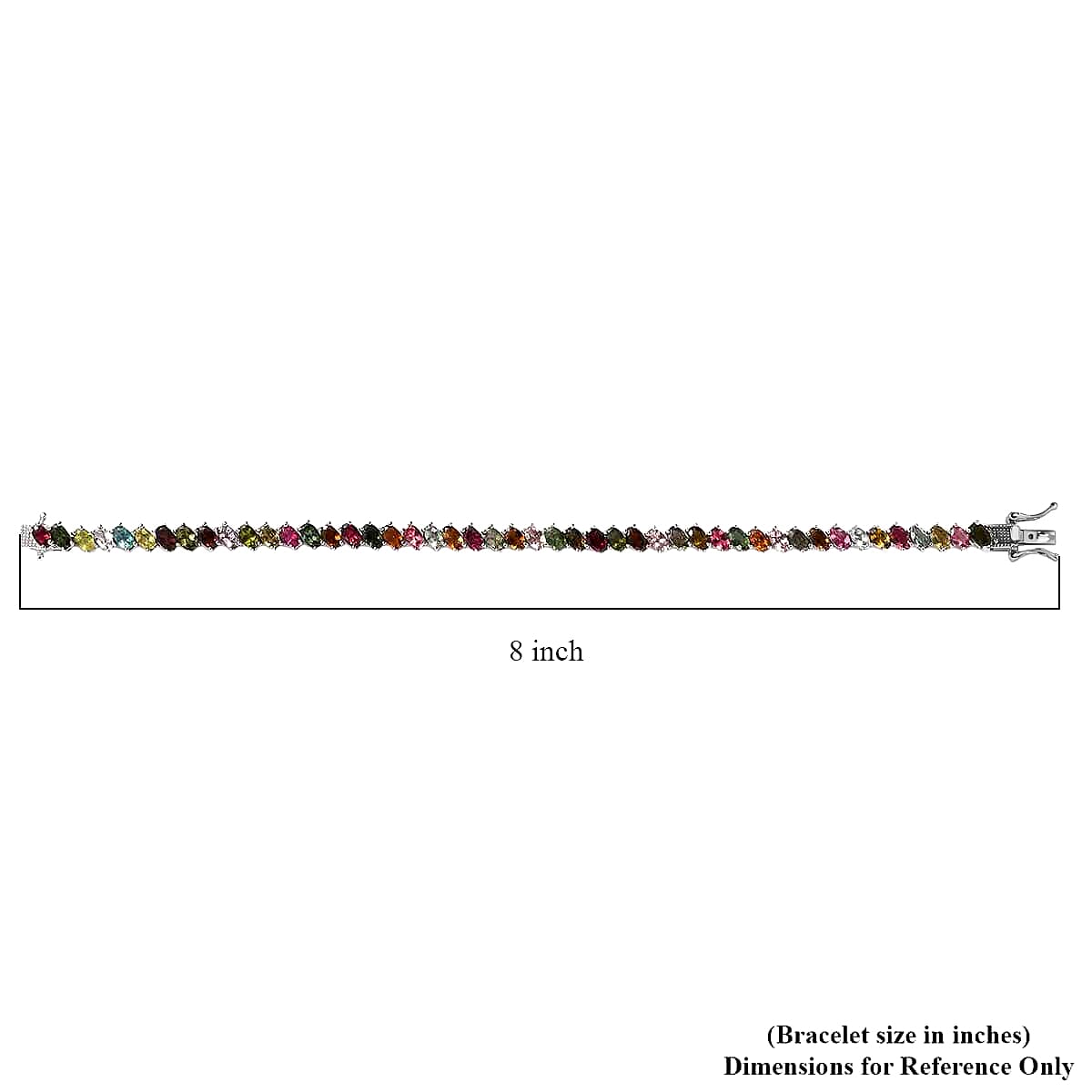 Multi-Tourmaline 11.65 ctw Tennis Bracelet, Platinum Over Sterling Silver Bracelet, Multi Tourmaline Jewelry, Colorful Bracelet, Gifts for Her (7.25 In) image number 6