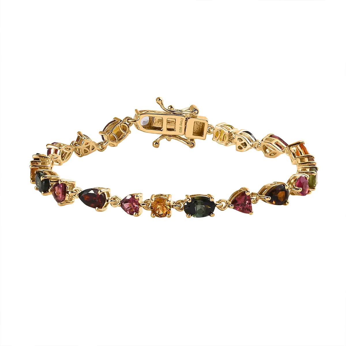 Multi-Tourmaline Link Bracelet in Vermeil Yellow Gold Over Sterling Silver (8.00 In) 8.30 ctw image number 0