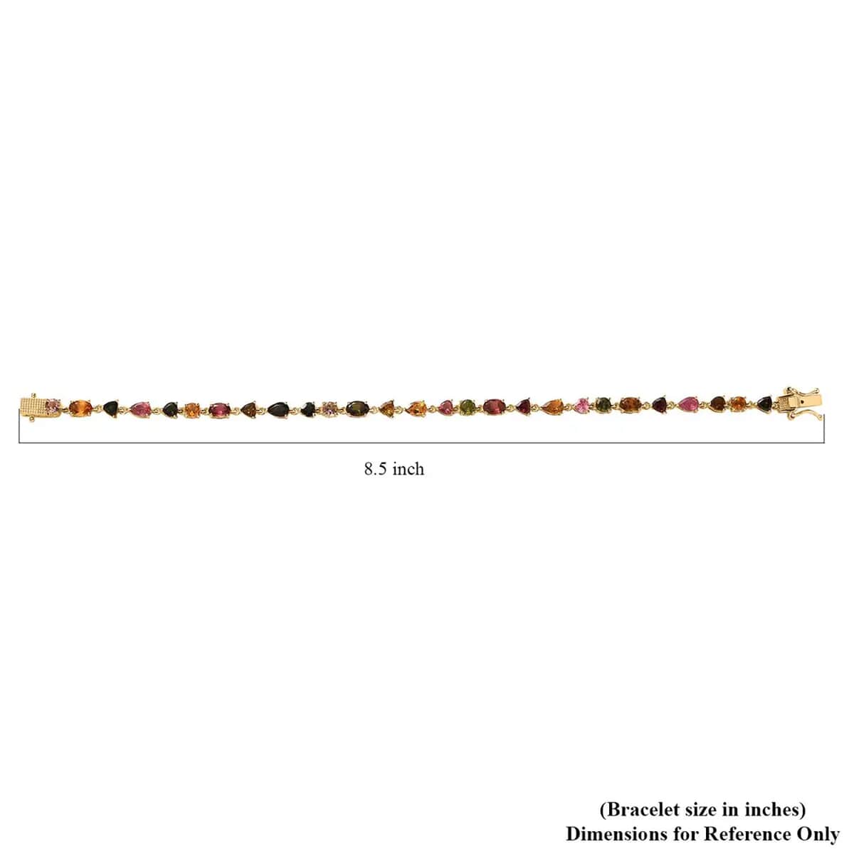 Multi-Tourmaline Link Bracelet in Vermeil Yellow Gold Over Sterling Silver (8.00 In) 8.30 ctw image number 6