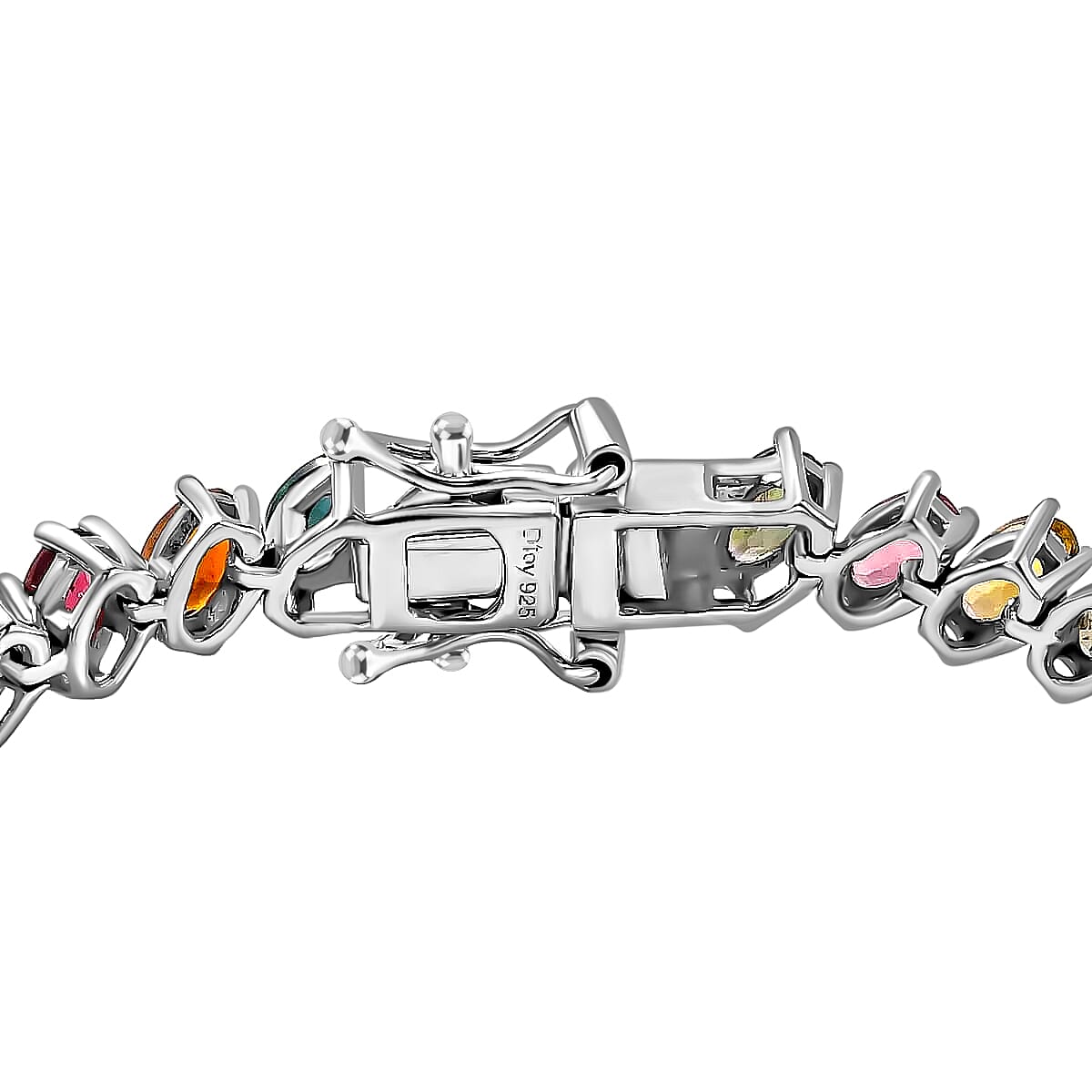 Multi-Tourmaline Tennis Bracelet, Platinum Over Sterling Silver Bracelet, Multi Tourmaline Jewelry, Colorful Bracelet, Gifts for Her (8.00 In) 12.90 ctw image number 4