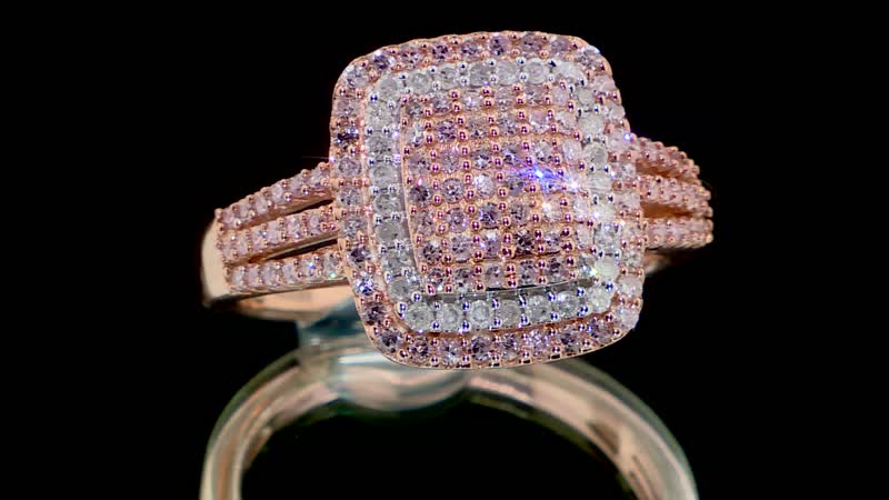 Natural Pink and White Diamond Ring in Vermeil Rose Gold Over Sterling Silver 1.00 ctw
