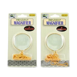 Set of 2 Pendant Magnifiers with Chains in Goldtone (5X) 18 Inches