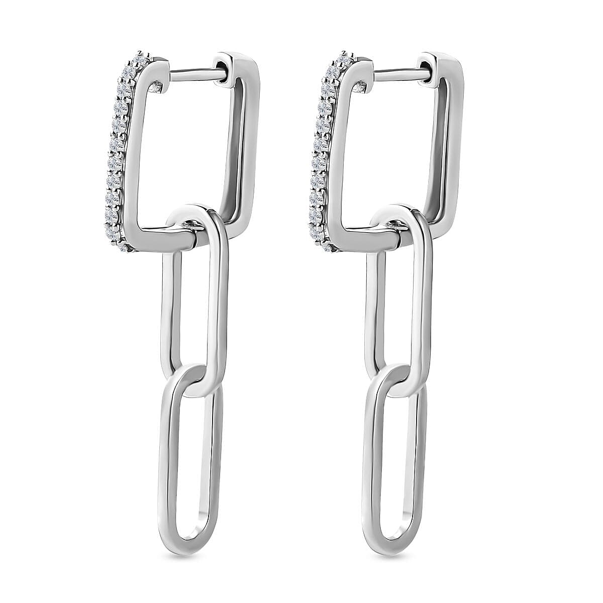 Diamond Earrings in Rhodium Over Sterling Silver 0.25 ctw
