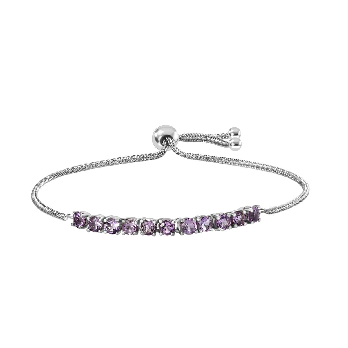 Rose De France Amethyst Bolo Bracelet in Stainless Steel (10.50 In) 2.75 ctw image number 0