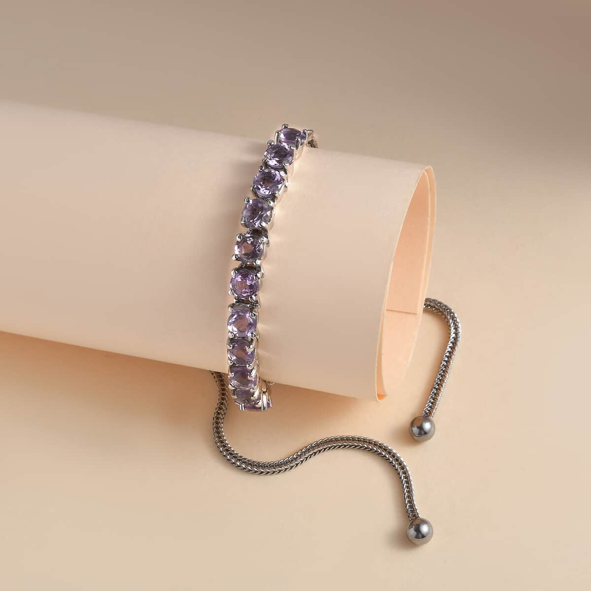 Rose De France Amethyst Bolo Bracelet in Stainless Steel (10.50 In) 2.75 ctw image number 1