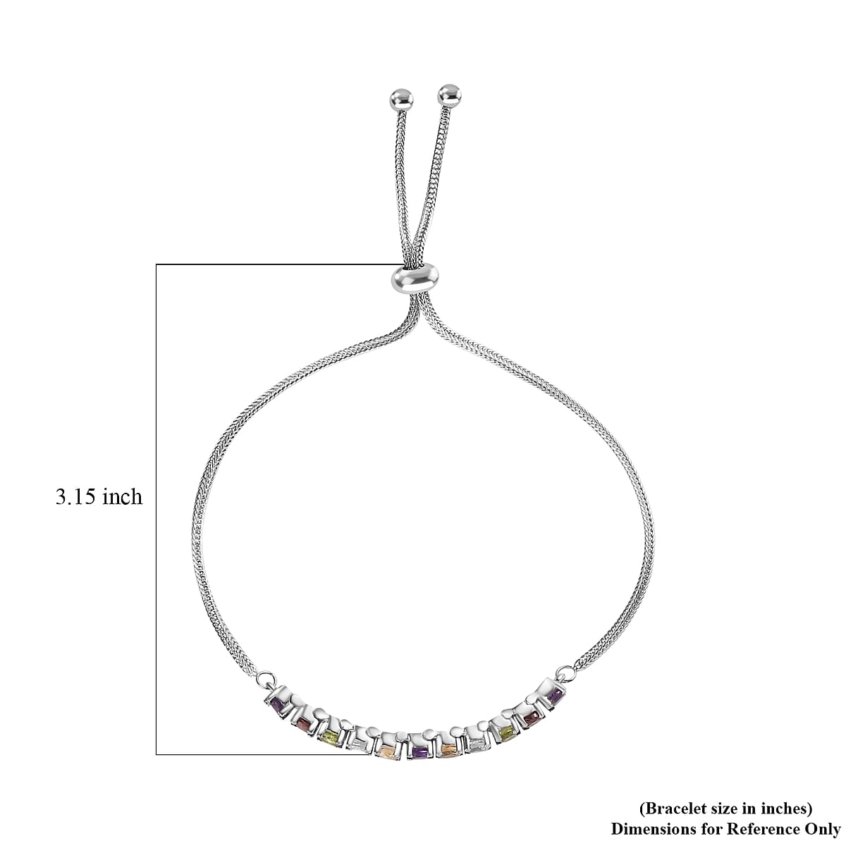 Multi Gemstone Bolo Bracelet in Stainless Steel (10.50 In) 3.00 ctw image number 4