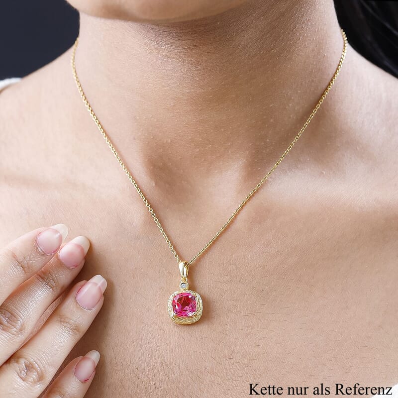 Sunset Quartz and White Zircon 4.02 ctw Pendant in 18K Vermeil Yellow Gold Over Sterling Silver