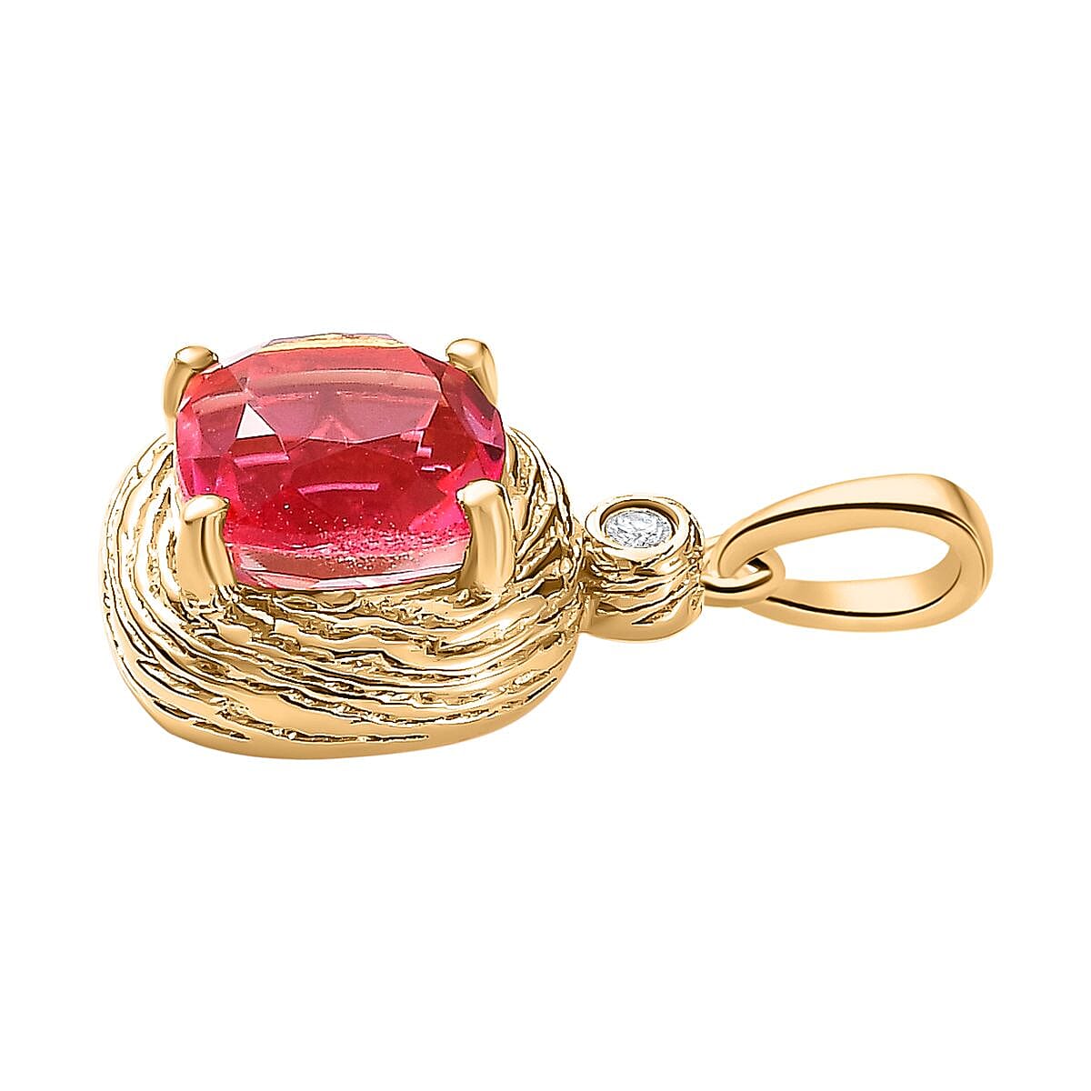 Sunset Quartz and White Zircon 4.02 ctw Pendant in 18K Vermeil Yellow Gold Over Sterling Silver