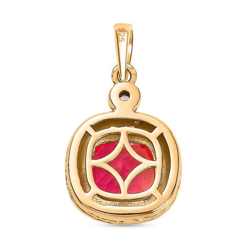 Sunset Quartz and White Zircon 4.02 ctw Pendant in 18K Vermeil Yellow Gold Over Sterling Silver