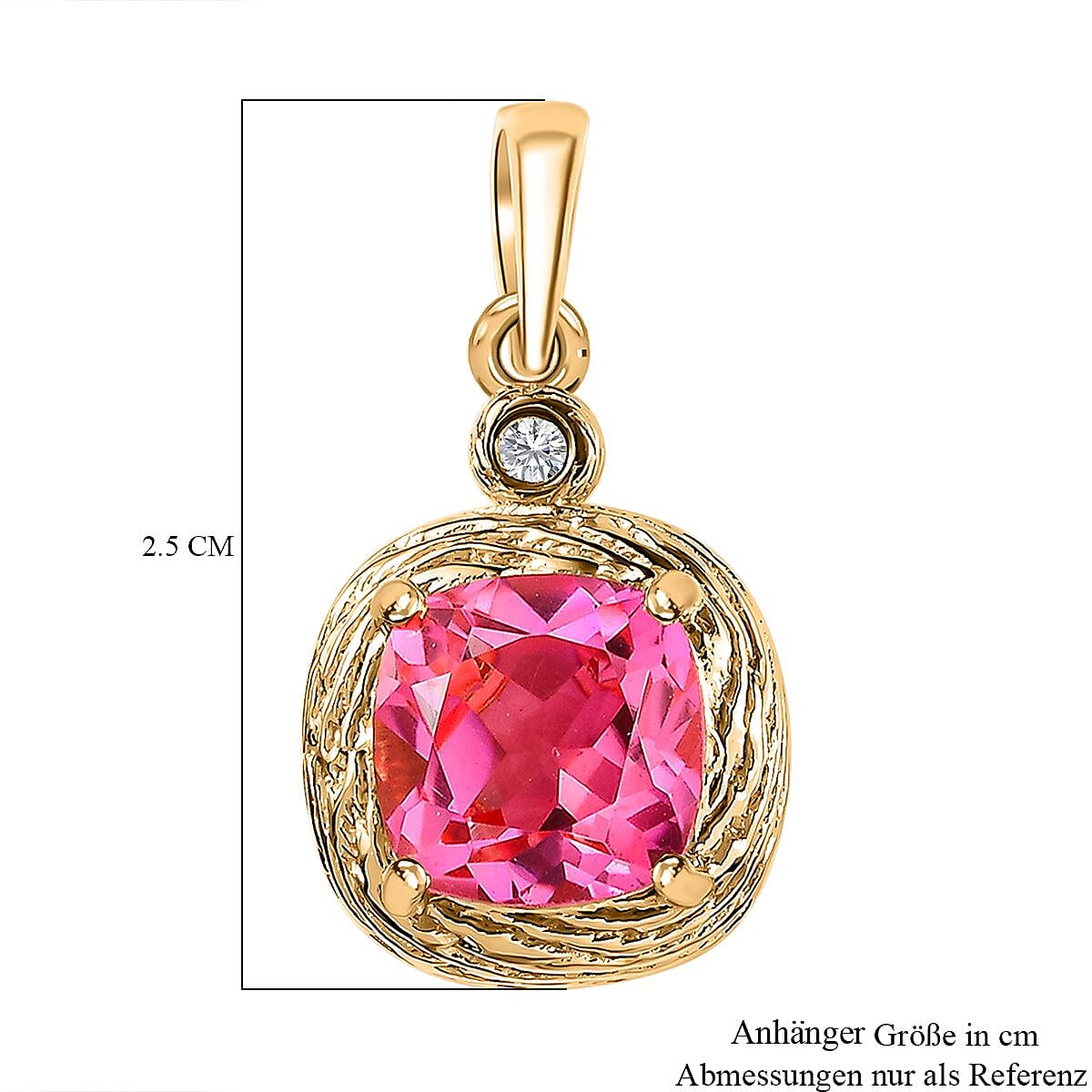 Sunset Quartz and White Zircon 4.02 ctw Pendant in 18K Vermeil Yellow Gold Over Sterling Silver