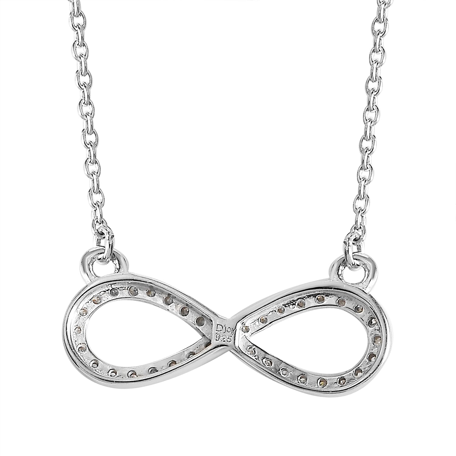 Diamond Infinity Necklace 18 Inches in Rhodium Over Sterling Silver 0.15 ctw