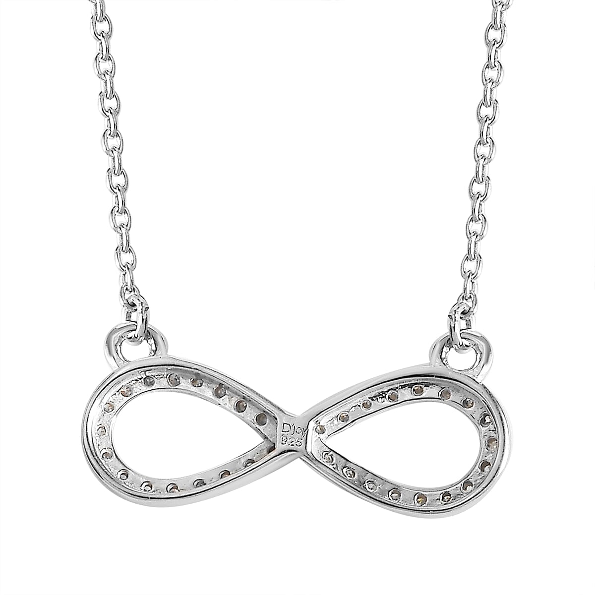 Diamond Infinity Necklace 18 Inches in Rhodium Over Sterling Silver 0.15 ctw image number 4