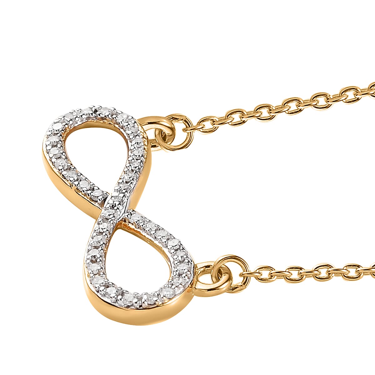 Diamond Infinity Necklace 18 Inches in 14K Yellow Gold Over Sterling Silver 0.15 ctw image number 2