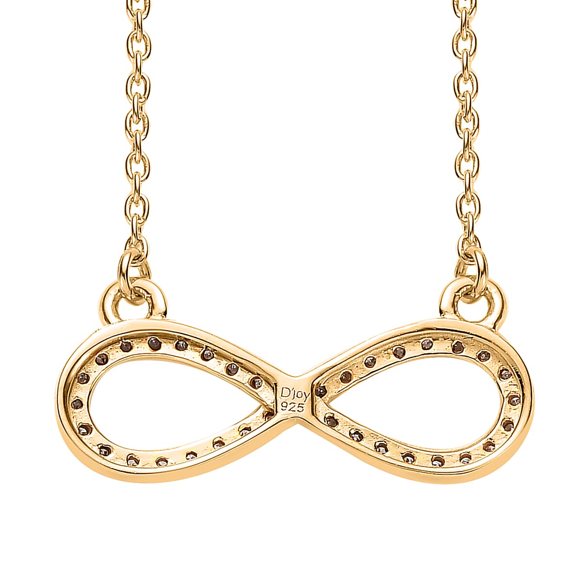 Diamond Infinity Necklace 18 Inches in 14K Yellow Gold Over Sterling Silver 0.15 ctw image number 3