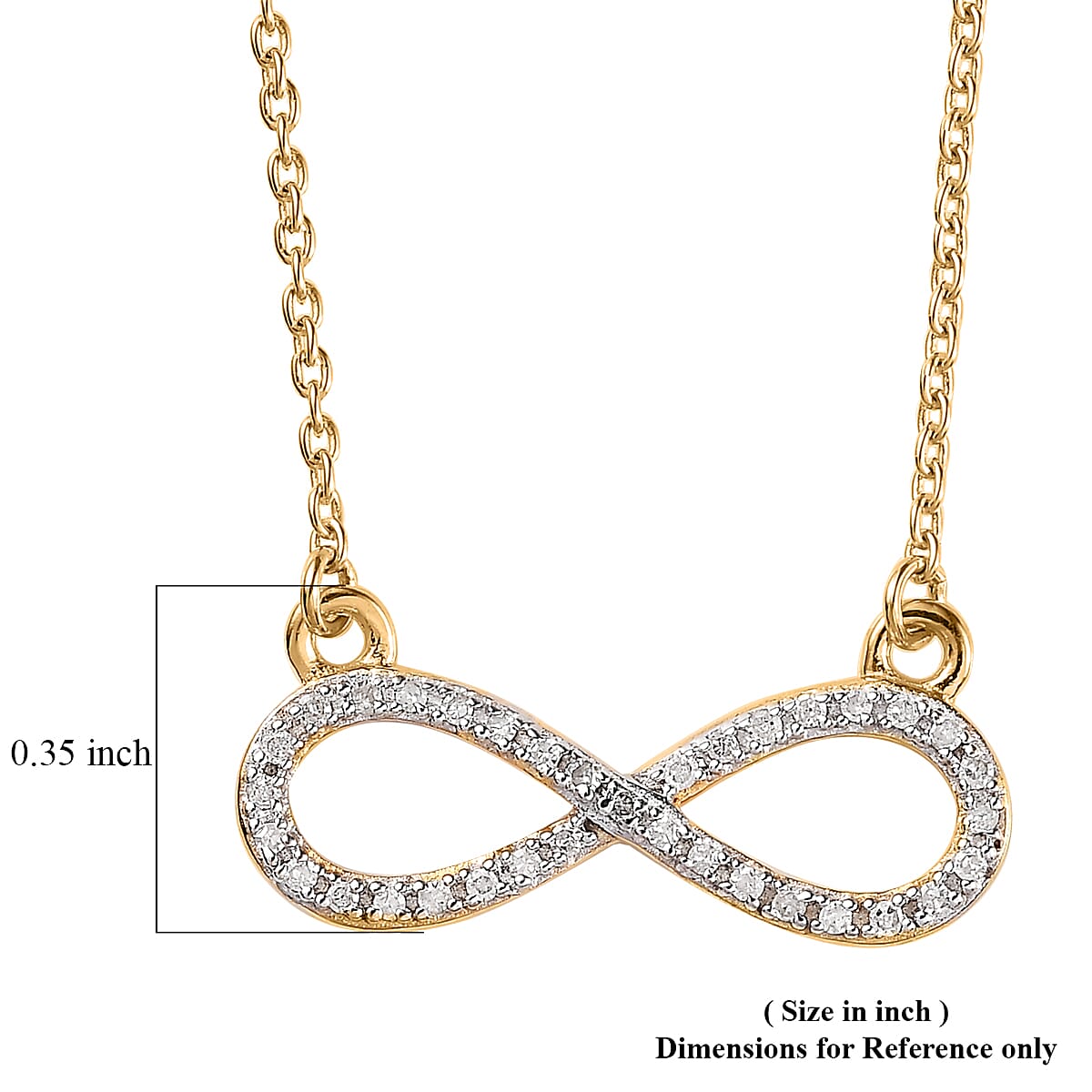 Diamond Infinity Necklace 18 Inches in 14K Yellow Gold Over Sterling Silver 0.15 ctw image number 5