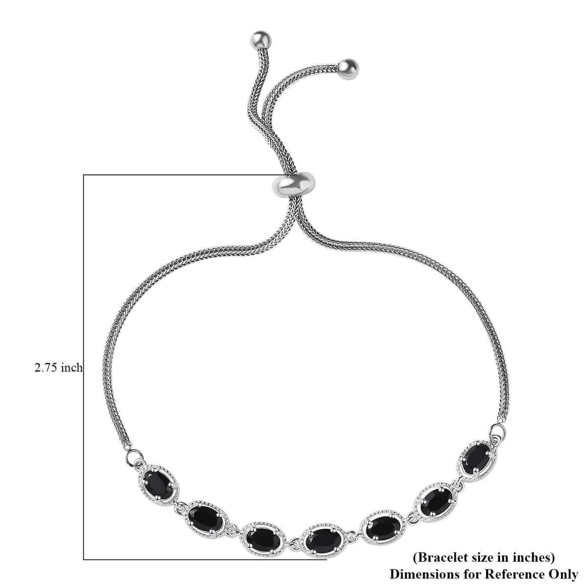 Thai Black Spinel Bolo Bracelet in Sterling Silver and Stainless Steel 4.35 ctw image number 4