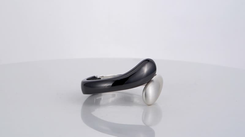 Bypass Cuff Bracelet in Blacktone and Silvertone (7.0 in)