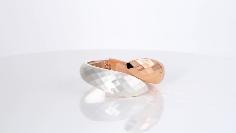 Bypass Cuff Bracelet in Rosetone and Silvertone (7.0 in)