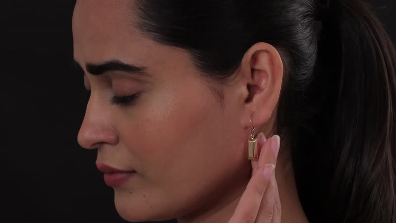 18K Yellow Gold Lever Back Bar Earrings 2.15 Grams